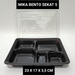 Tray Bento sekat 5 Hitam