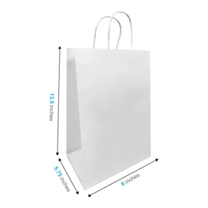 Paper Bag White 22.5 x 12.5 x 9 Non Flat Buttom