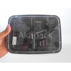 Tray Bento Sekat 4 Hitam Microwave Safe