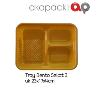 Tray Bento sekat 3 Warna Kuning